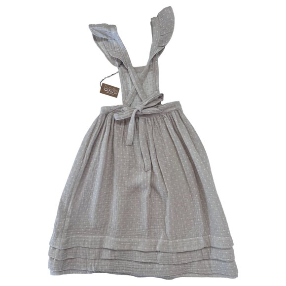 ATELIER BARN - POLKA DOTS SASHA APRON DRESS - 100% COTTON - CREME/TAN - Picture 2 of 4